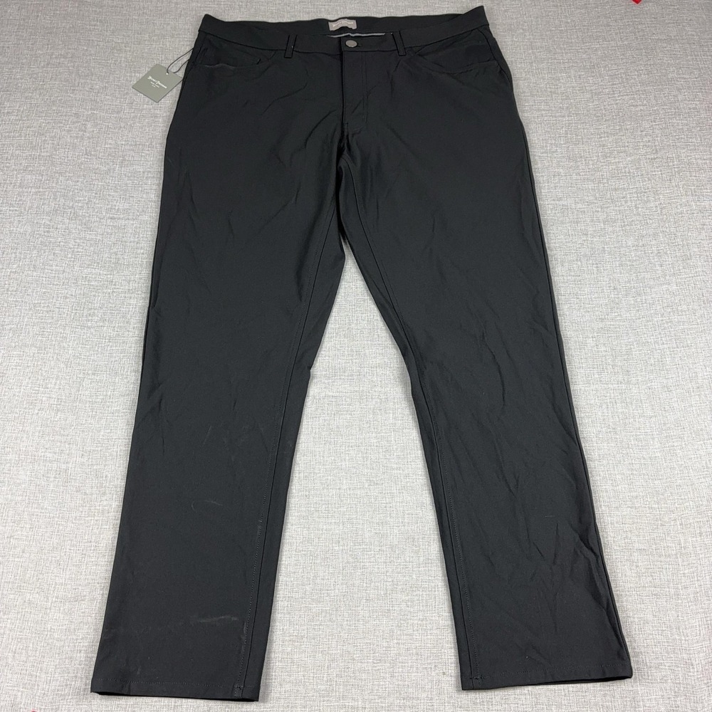 Hickey Freeman Pants Mens 38x32 Black Microfiber Chino Flat‎ Front 5 Pocket